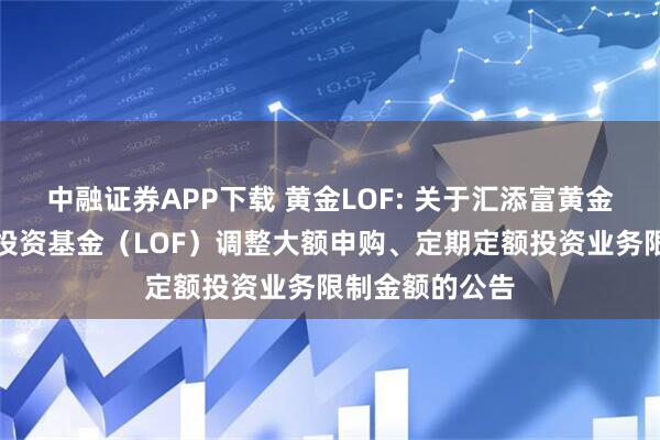 中融证券APP下载 黄金LOF: 关于汇添富黄金及贵金属证券投资基金（LOF）调整大额申购、定期定额投资业务限制金额的公告